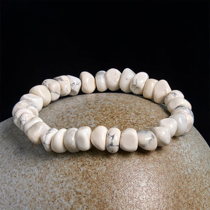 Buddhist Blessing White Turquoise Irregular Blocks Courage Bracelet