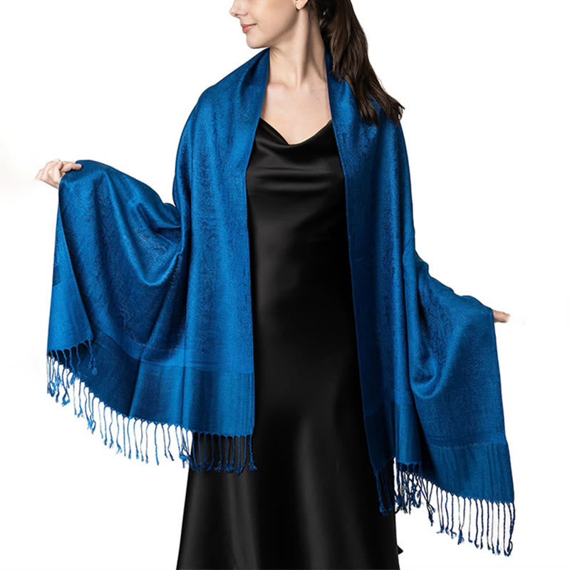 Buddhist Blessing Tibetan Cashew Jacquard Tassels Shawl Spring Fall Winter Warm Cozy Scarf Wrap