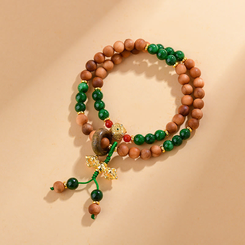 Buddhist Blessing Sandalwood Wood Bead Tibet Dorje Vajra  Double Twisted Design Protection Healing Bracelet