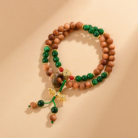 Buddhist Blessing Sandalwood Wood Bead Tibet Dorje Vajra  Double Twisted Design Protection Healing Bracelet