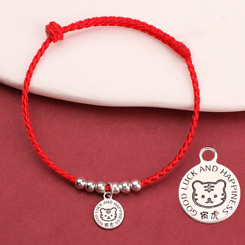 Buddhist Blessing Chinese Zodiac Kid Red String 999 Sterling Silver Protection Bracelet