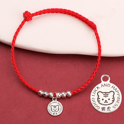 Buddhist Blessing Chinese Zodiac Kid Red String 999 Sterling Silver Protection Bracelet