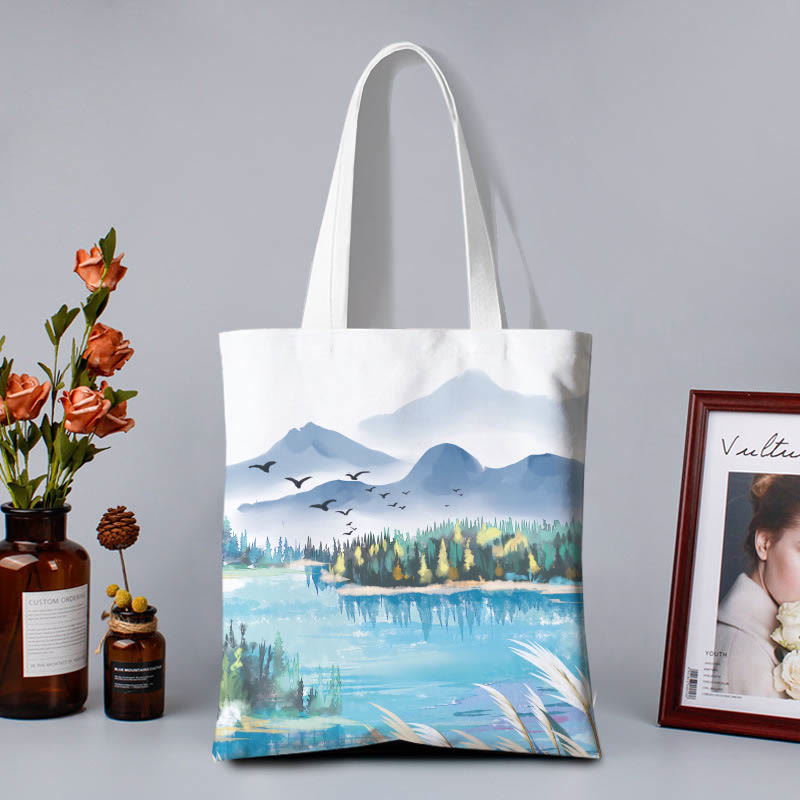 Buddhist Blessing Canvas Colourful Shoulder Bag