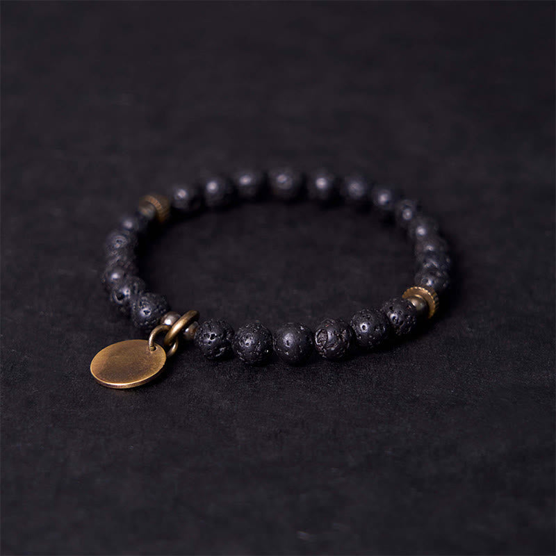 Buddhist Blessing Natural Lava Rock Beads Calm Support Healing Bracelet