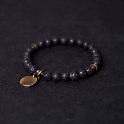 Buddhist Blessing Natural Lava Rock Beads Calm Support Healing Bracelet