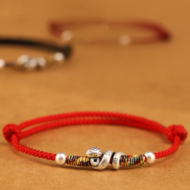 Buddhist Blessing Red String 999 Sterling Silver Year Of The Snake Anklet