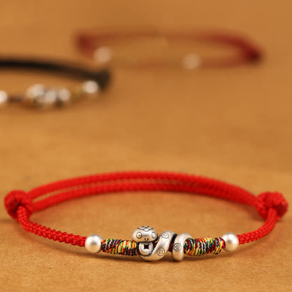 Buddhist Blessing Red String 999 Sterling Silver Year Of The Snake Anklet