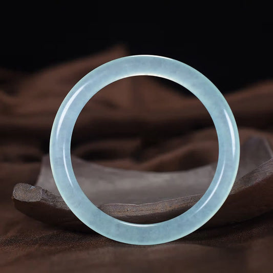 Buddhist Blessing Blue Chalcedony Emotional Balance Energy Bracelet Bangle