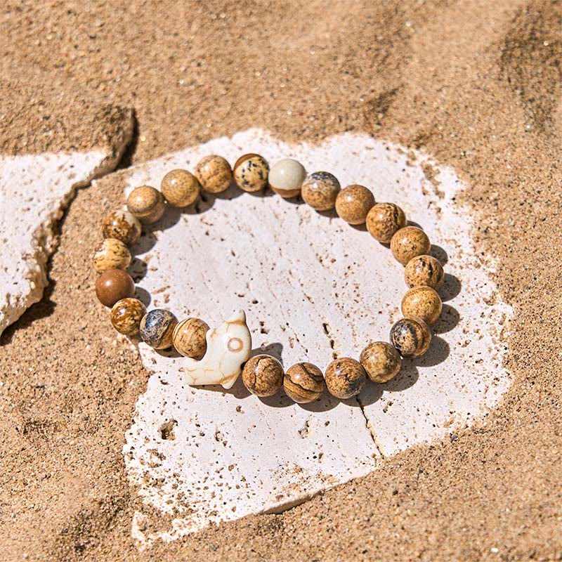 Buddhist Blessing Natural Various Stones Dolphin Spiritual Balance Bracelet