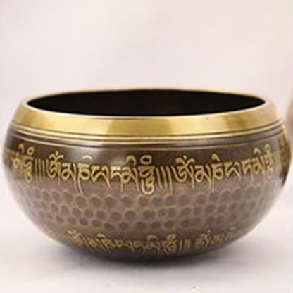 Buddhist Blessing Handcrafted Singing Bowl Scripture Pattern for Healing and Meditation Sound Bowl Set