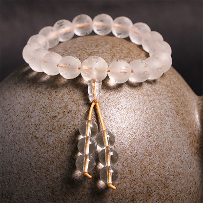 Buddhist Blessing Tibet White Crystal Black Onyx Om Mani Padme Hum Meditation Bracelet