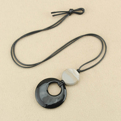 Buddhist Blessing Black Obsidian Liuli Picture Stone Copper Fulfilment Necklace Pendant
