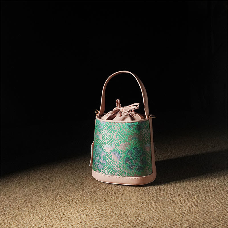 Buddhist Blessing Retro Lotus Entwined Branches Song Brocade Crossbody Bag Hangbags