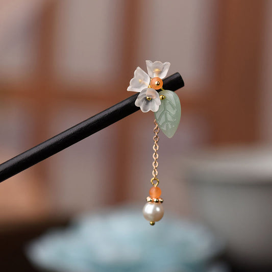 Buddhist Blessing Ebony Liuli Lily of the Valley Courage Hairpin