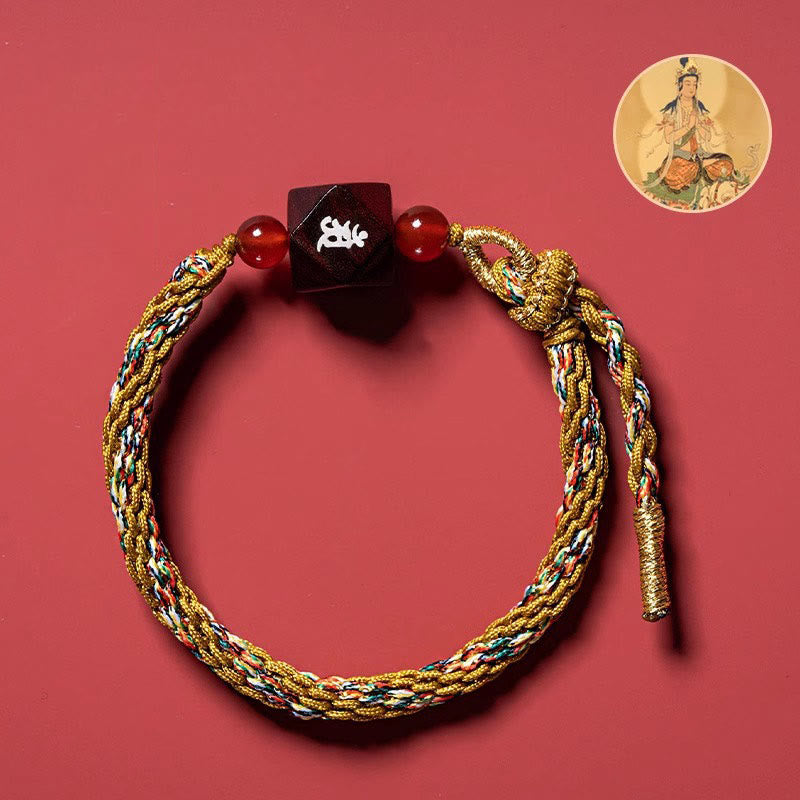 Buddhist Blessing Chinese Zodiac Natal Buddha Small Leaf Red Sandalwood Red String Protection Bracelet