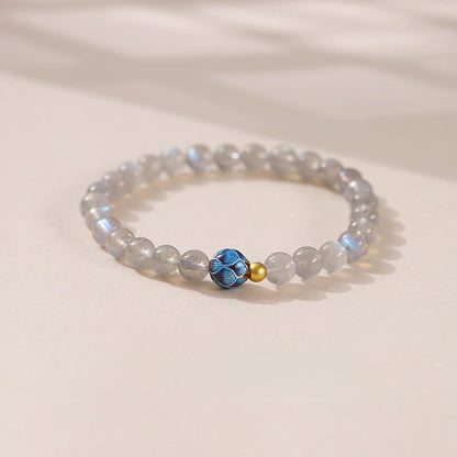 Buddhist Blessing Natural Moonstone Lotus Love Charming Bracelet