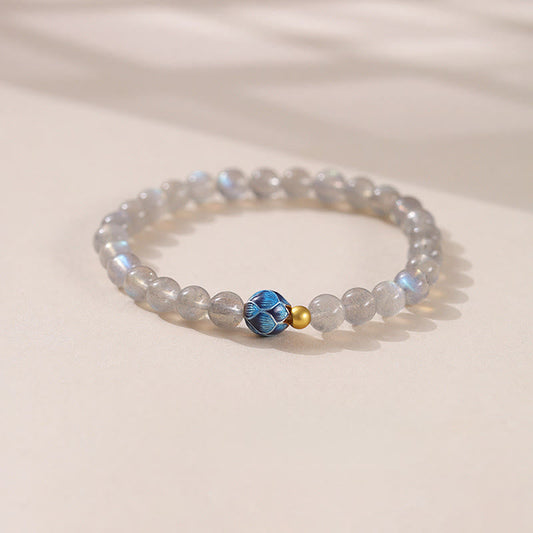 Buddhist Blessing Natural Moonstone Lotus Love Charming Bracelet