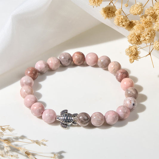 Buddhist Blessing Turtle Design Zebra Jasper Protection Bracelet