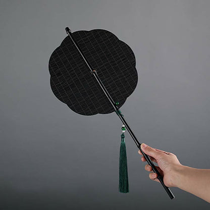 Buddhist Blessing Chinese Style Handmade Bamboo Long Handle Portable Curlable Fan