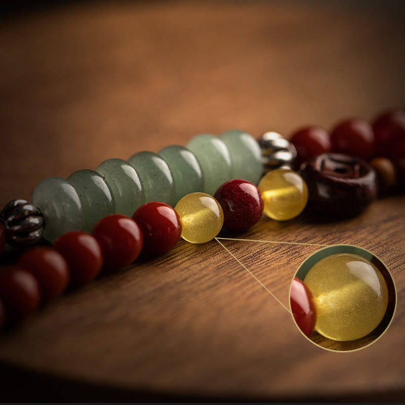 Buddhist Blessing Chinese Zodiac Natal Buddha Red Agate Small Leaf Red Sandalwood Cinnabar Amulet Blessing Double Wrap Bracelet