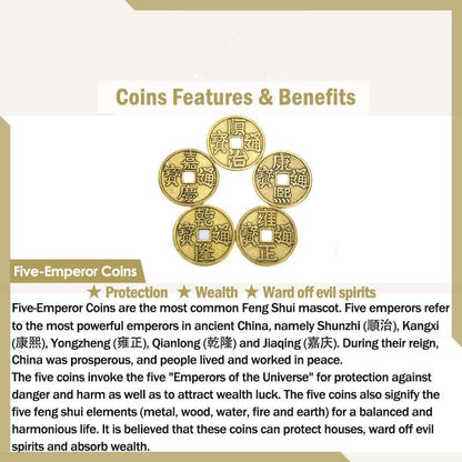 Buddhist Blessing 925 Sterling Silver Five Emperor Coins Red String Protection Luck Braided Bracelet Anklet