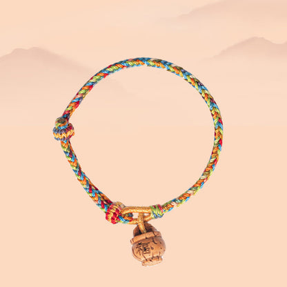 Buddhist Blessing Peach Wood Fu Character Safe And Well Wealth Bracelet