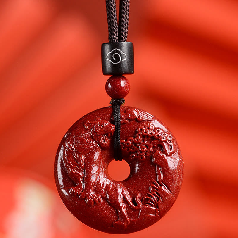 Buddhist Blessing Chinese Zodiac Cinnabar Peace Buckle Calm Necklace Pendant