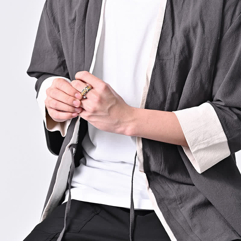 Buddhist Blessing Dragon Titanium Steel Stimulation Rotatable Ring