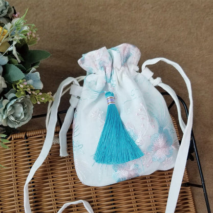 Buddhist Blessing Embroidered Flowers Cherry Blossoms Vine Canvas Crossbody Bag Shoulder Bag