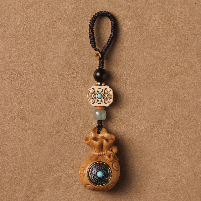 Buddhist Blessing Sandalwood Small Leaf Red Sandalwood Green Sandalwood Om Mani Padme Hum Calm Key Chain Phone Hanging Decoration