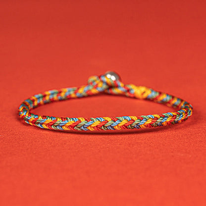 Buddhist Blessing 925 Sterling Silver Eight Thread Peace Knot Colorful Rope Luck Braided Bracelet
