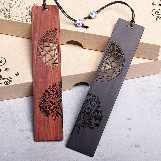 Buddhist Blessing The Tree of Life Ebony Wood Small Leaf Red Sandalwood Bookmarks With Gift Box (Extra 30% Off | USE CODE: FS30)