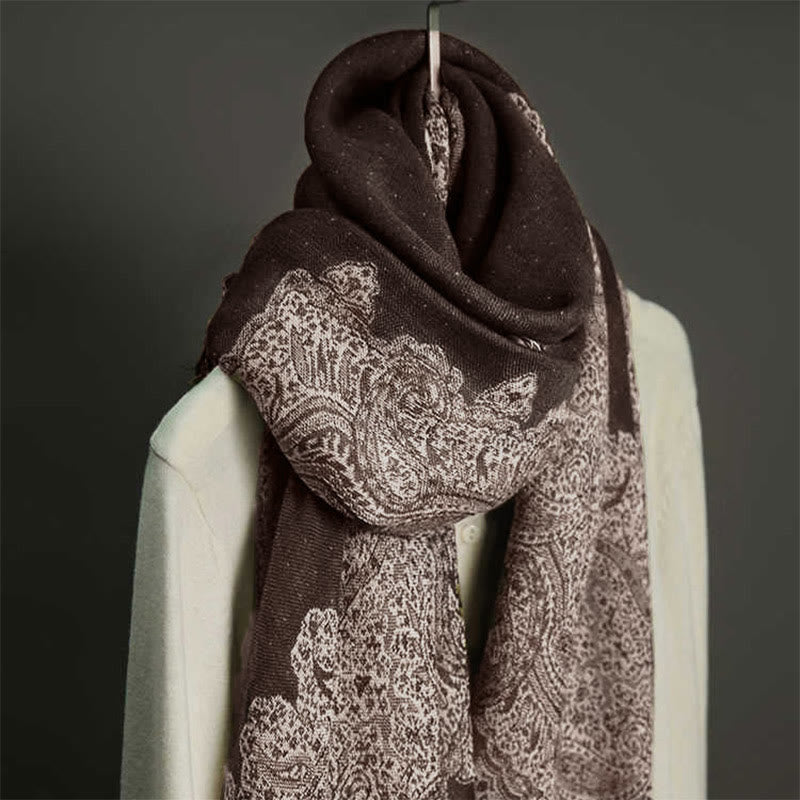 Buddhist Blessing Tibetan Cashew Jacquard Colorful Flower Print Tassels Shawl Fall Winter Soft Warm Scarf Wrap