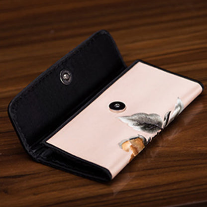 Buddhist Blessing Peony Flower Su Embroidery Journey Shopping Long Purse Handbag