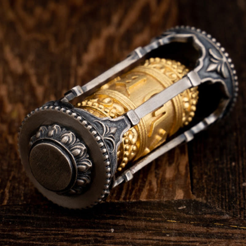 Buddhist Blessing 925 Sterling Silver Tibetan Prayer Wheel Om Mani Padme Hum Wisdom Necklace Pendant