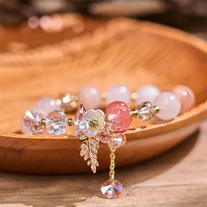 Buddhist Blessing Blue Crystal Amethyst Sun Stone Green Aventurine Healing Bracelet