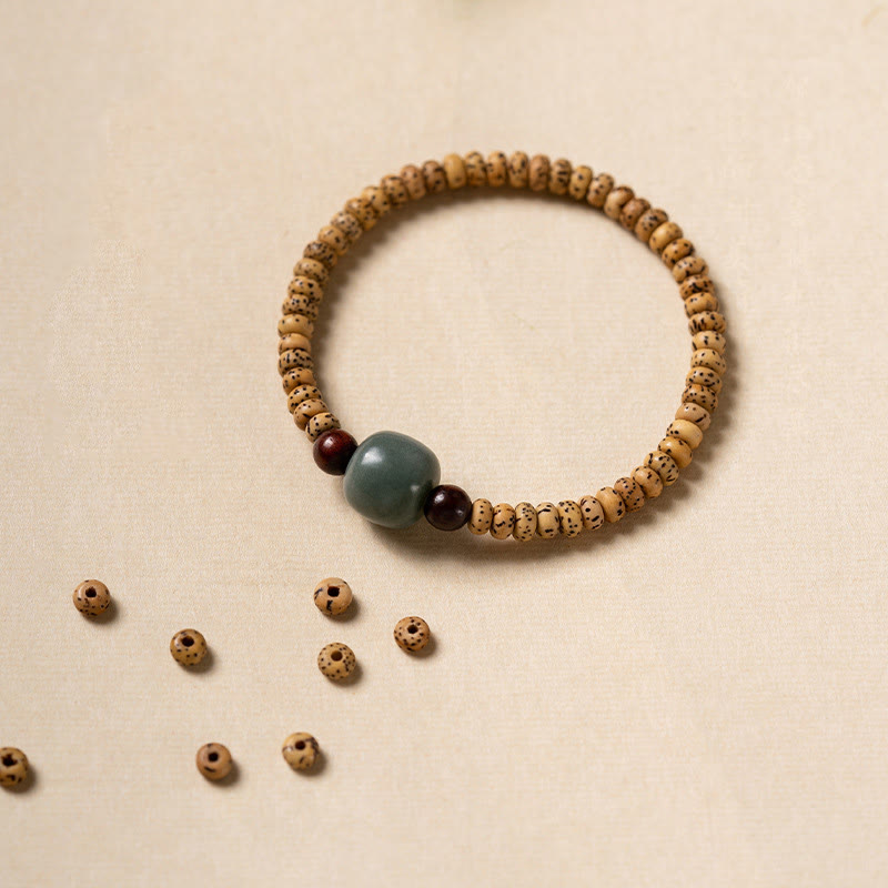 Buddhist Blessing Bodhi Seed Small Leaf Red Sandalwood Wisdom Bracelet