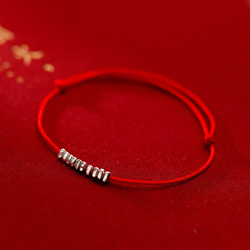Buddhist Blessing Handmade 925 Sterling Silver Small Pieces Protection Braided Ultra-Thin Rope Bracelet