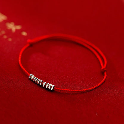Buddhist Blessing Handmade 925 Sterling Silver Small Pieces Protection Braided Ultra-Thin Rope Bracelet