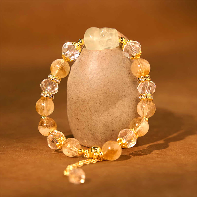 Buddhist Blessing Natural Citrine Pixiu Prosperity Bracelet