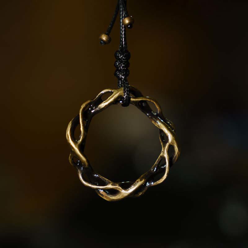 Buddhist Blessing Vintage Copper Brass Luck Handmade Necklace Pendant