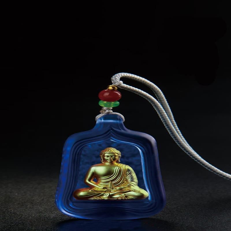 Buddhist Blessing Tibetan Medicine Buddha Liuli Crystal Compassion Serenity Necklace Pendant