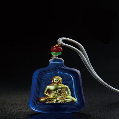 Buddhist Blessing Tibetan Medicine Buddha Liuli Crystal Compassion Serenity Necklace Pendant