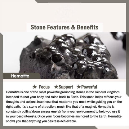 Buddhist Blessing Tiger Eye Lava Rock Hematite Black Onyx Bead Positive Leather Bracelet