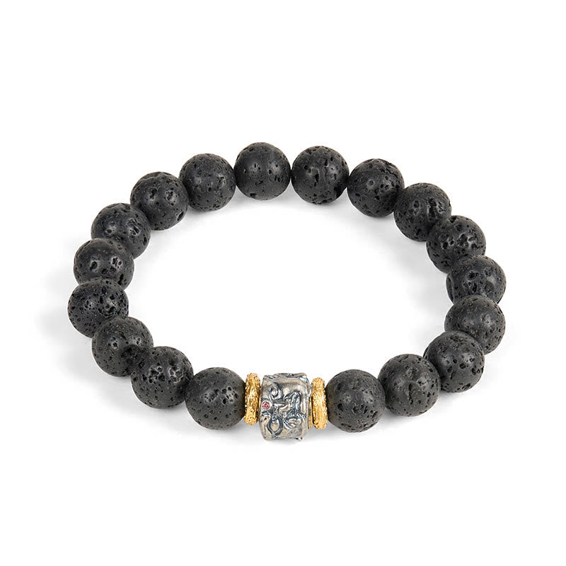 Buddhist Blessing Natural Lava Rock Buddha Face Support Bracelet
