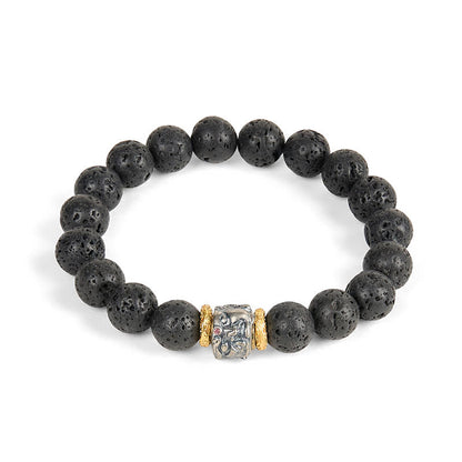 Buddhist Blessing Natural Lava Rock Buddha Face Support Bracelet