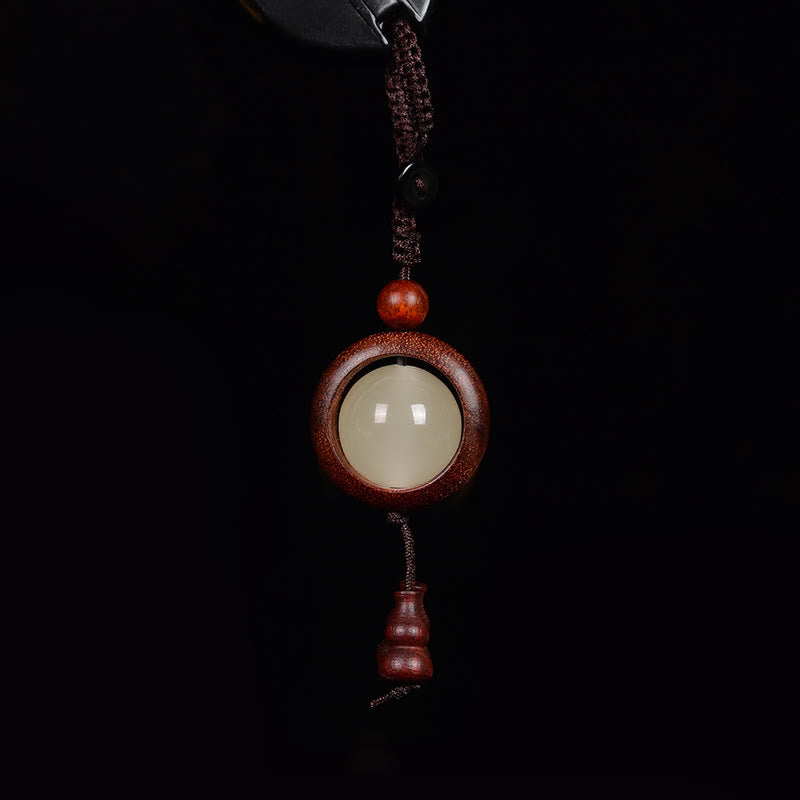 Buddhist Blessing Red Sandalwood Ebony Wood Green Sandalwood Luminous Lucky Bead Gourd Peace Key Chain