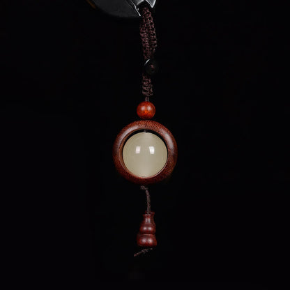 Buddhist Blessing Red Sandalwood Ebony Wood Green Sandalwood Luminous Lucky Bead Gourd Peace Key Chain