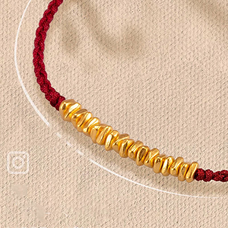 Buddhist Blessing 999 Gold Small Gold Pieces Design Handmade Protection Braided Rope Bracelet