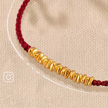 Buddhist Blessing 999 Gold Small Gold Pieces Design Handmade Protection Braided Rope Bracelet
